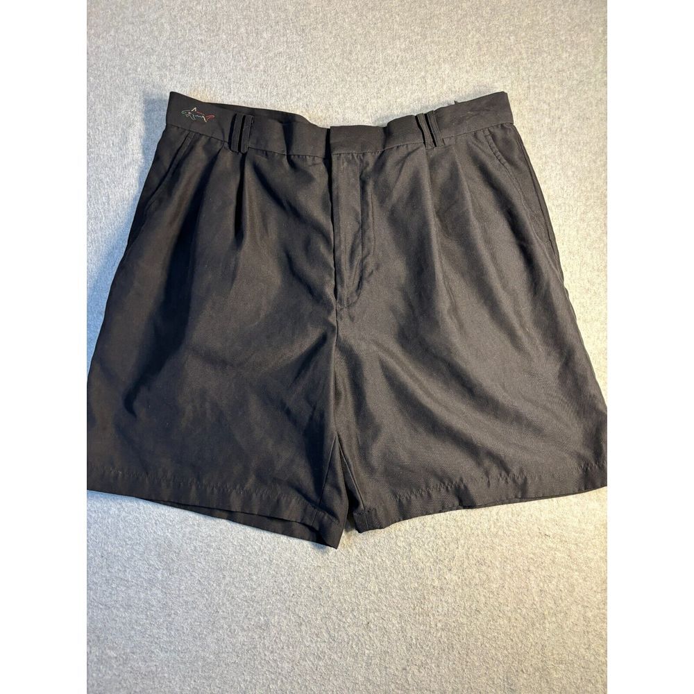 Greg Norman Chino Shorts Men's Size 38 Black Pockets Flat Front High Rise Logo